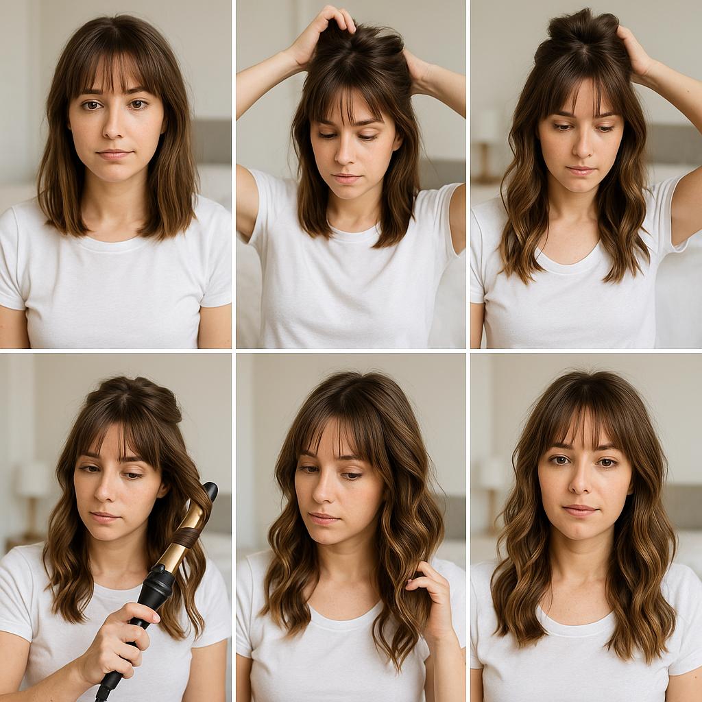 Ondas sueltas con flequillo despeinado