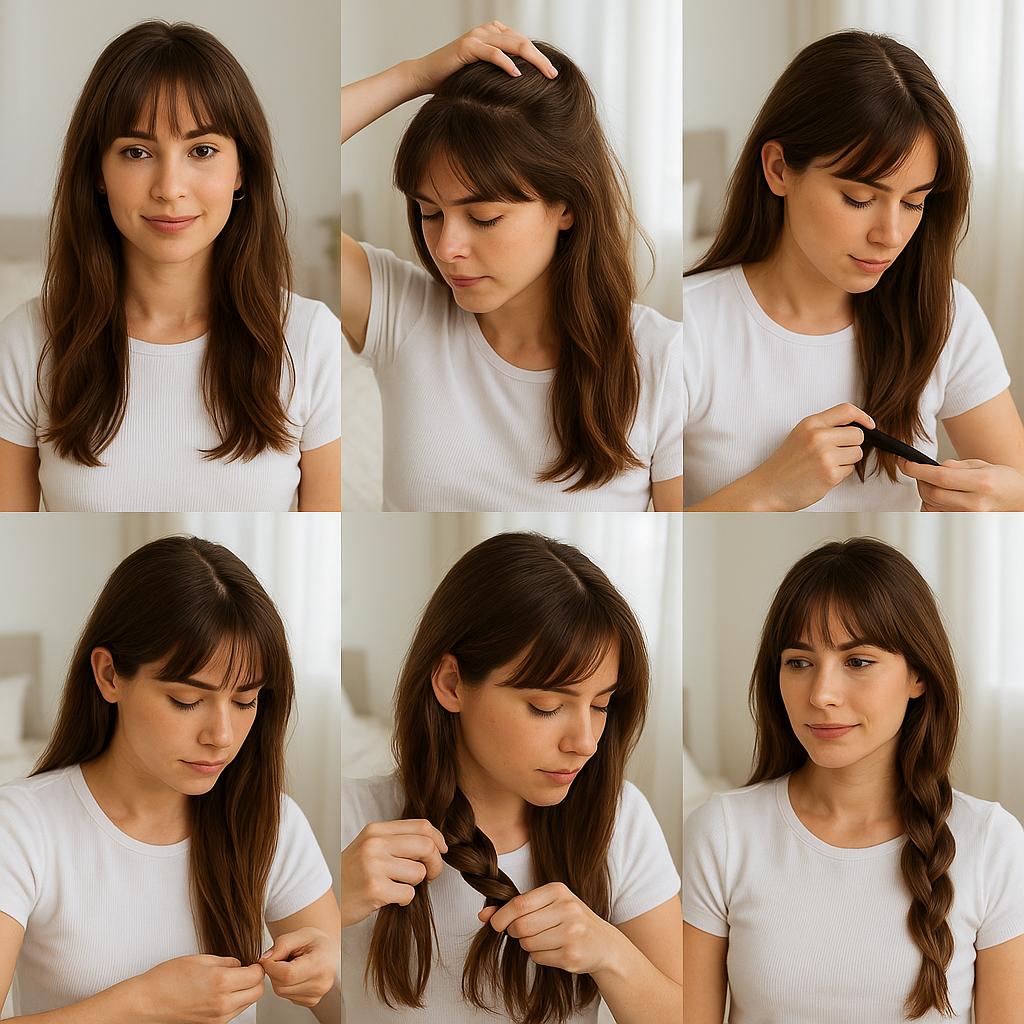 Trenza lateral con cabello suelto y volumen