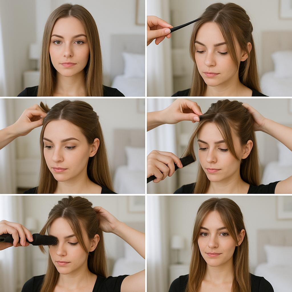 Peinado suelto con flequillo abierto