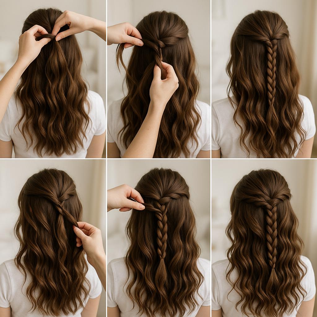 Semi recogido con trenza y rizos sueltos