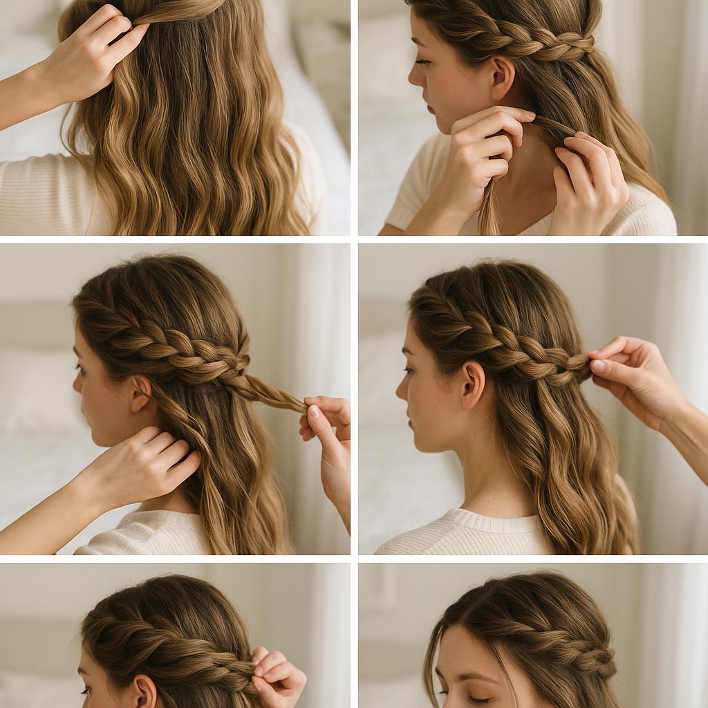 Corona de trenza deshecha con mechones sueltos