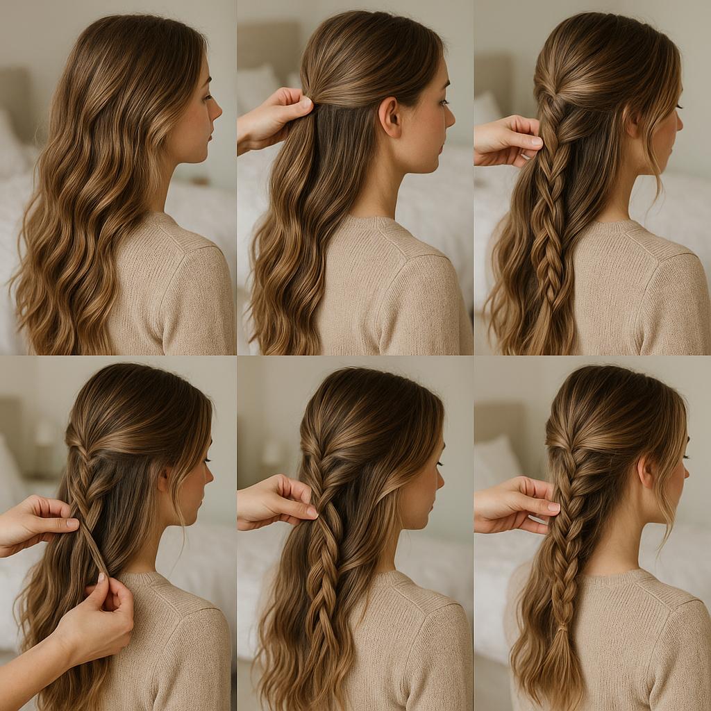 Media cola con trenza deshecha