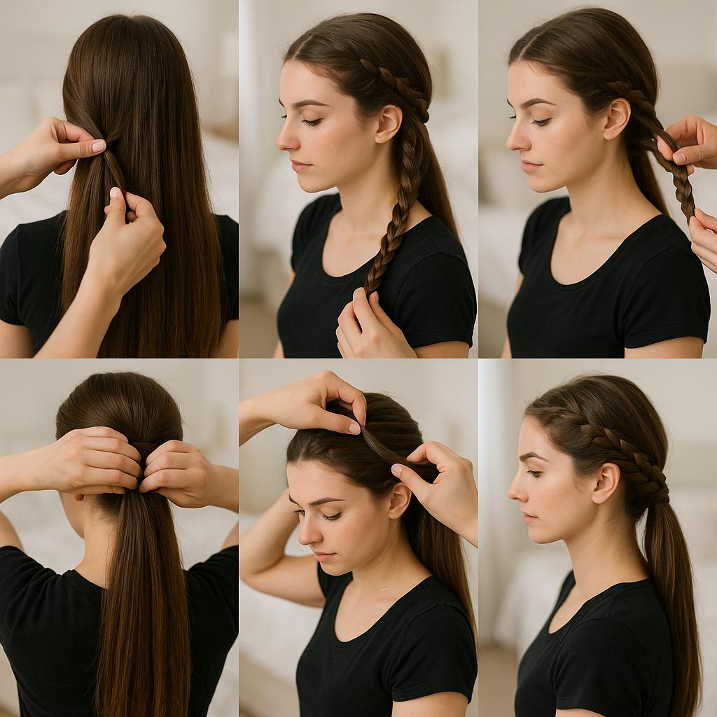 Media cola con trenza corona lateral