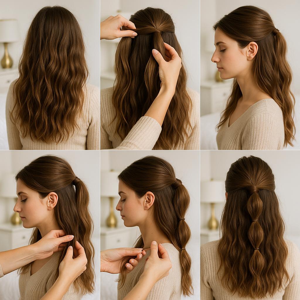Media cola con trenza burbuja y textura natural
