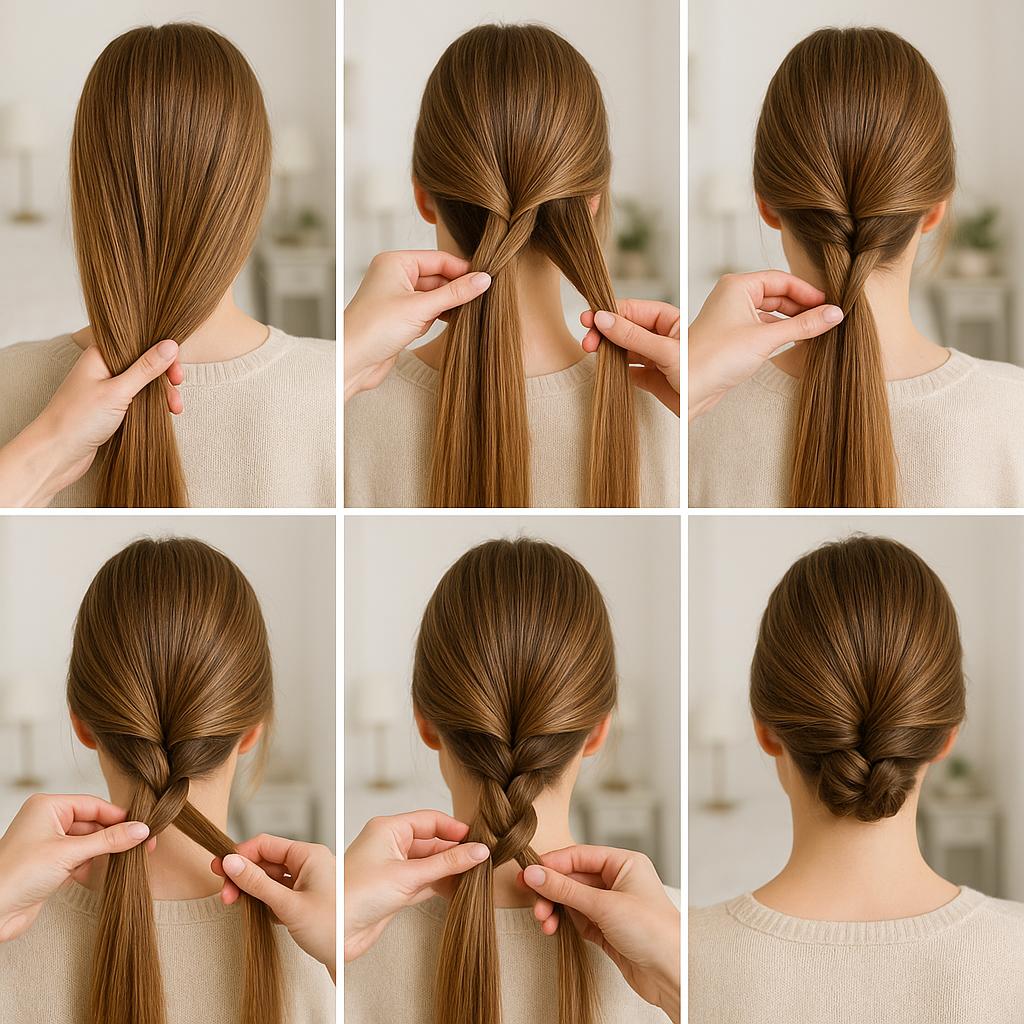 Recogido bajo con trenza de nudos