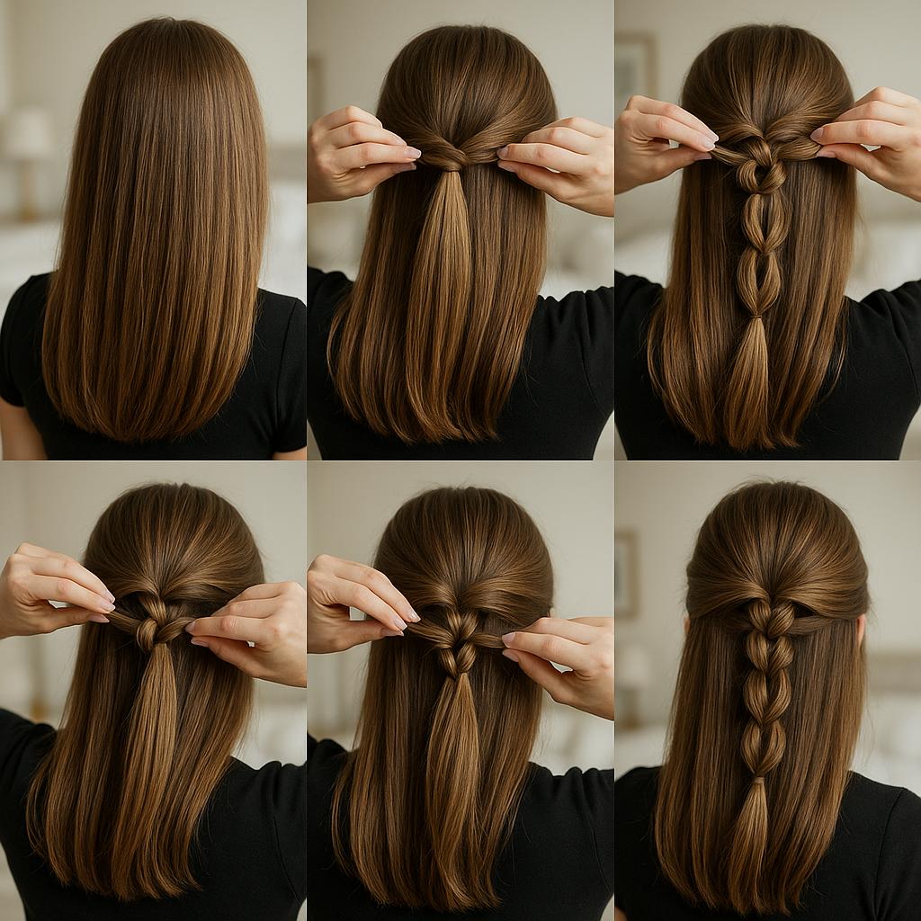 Semi recogido con trenza de nudos