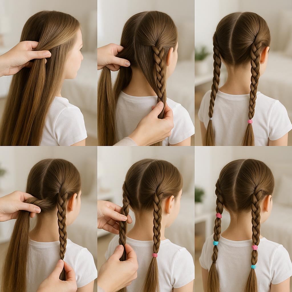 Dos trenzas laterales con accesorios coloridos