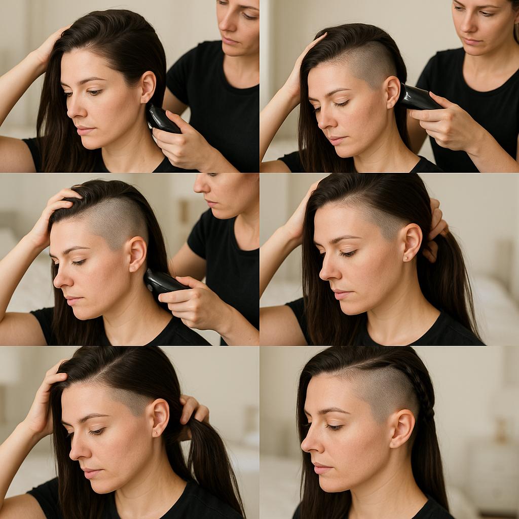 Rapado con trenzas laterales