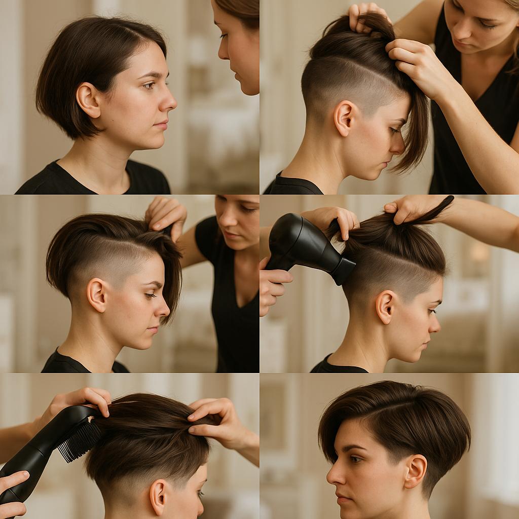 Corte bob rapado con volumen