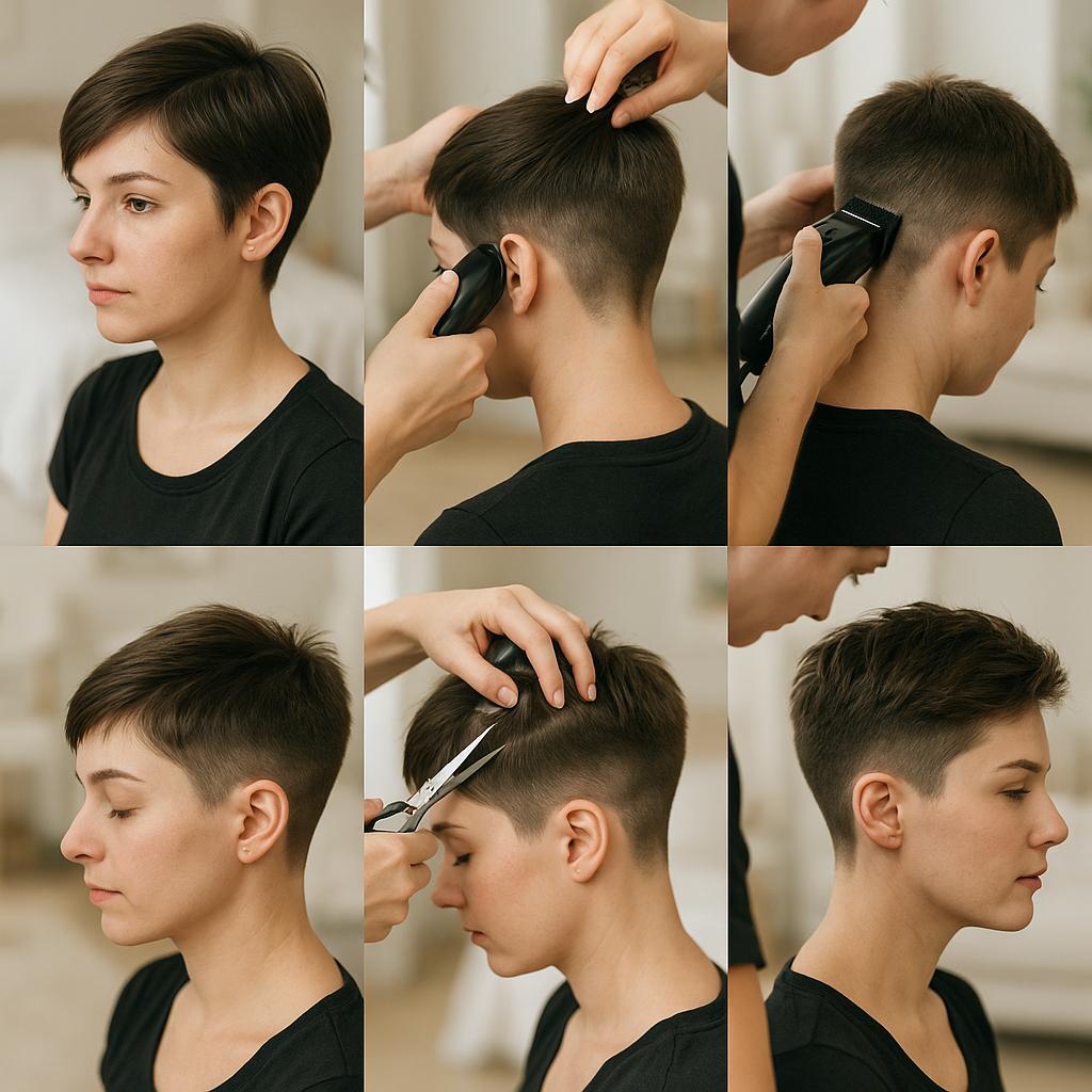 Corte pixie rapado con textura